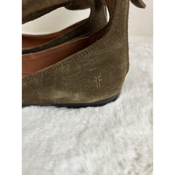 Frye Carson Womens Suede Leather Zip Back Ankle Strap Ballet Flats Size 7.5 - Picture 3 of 12